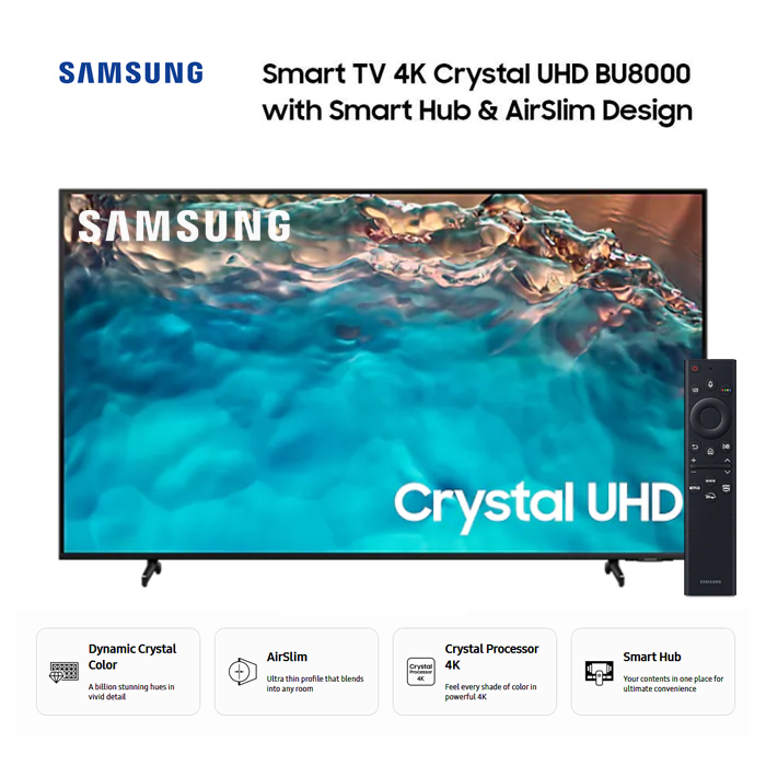 Samsung Crystal UHD 4K LED Smart TV (2022) 43" - 43BU8000